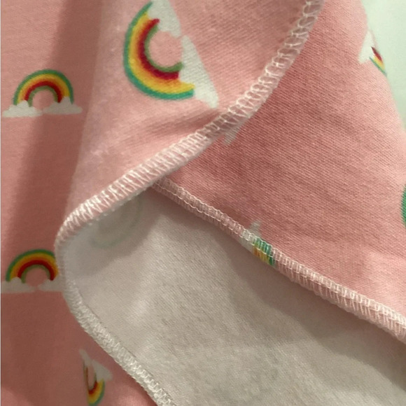 Handmade Baby Girl/Toddler Blanket 56”x45” Stretchy Fabric Rainbows - Picture 3 of 3